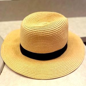 Beach Hat. Straw with Black Band. Worn Once.